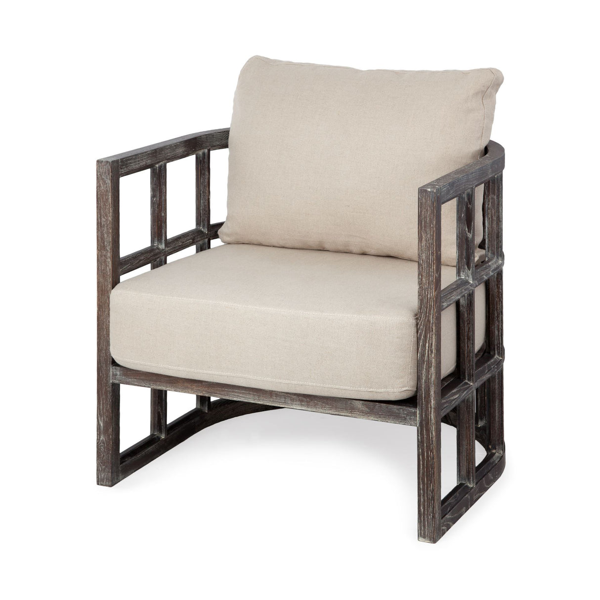 Skylar I Cream Fabric Covered Cushioned Demi-Lune Wooden Frame Accent Chair from Mercana - Luna Furniture