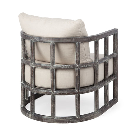 Skylar I Cream Fabric Covered Cushioned Demi-Lune Wooden Frame Accent Chair from Mercana - Luna Furniture