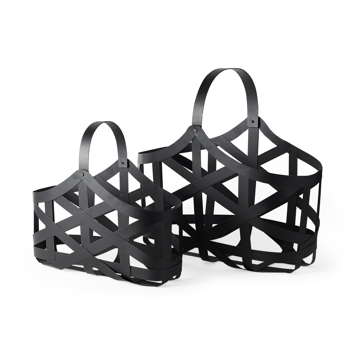 Tyrell (Set of 2) 23L x 11W; 18L x 8W Black Iron Metal Baskets from Mercana - Luna Furniture