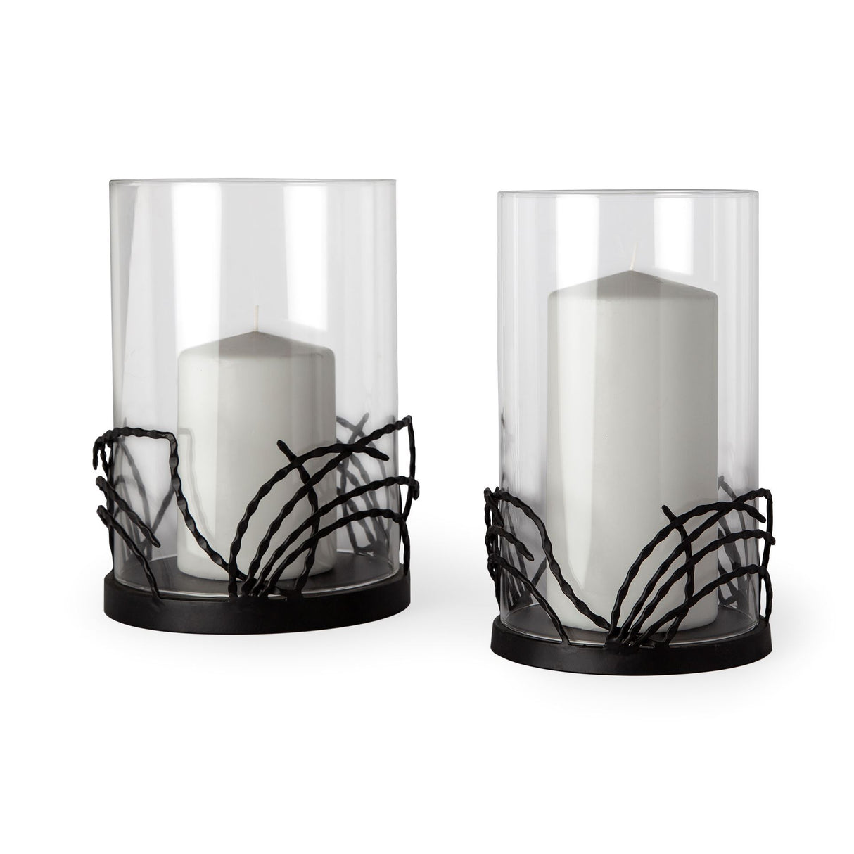Cutlass I Set of Two Black Metal Base Table Candle Holders from Mercana - Luna Furniture