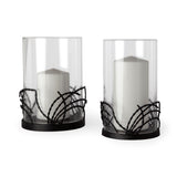Cutlass I Set of Two Black Metal Base Table Candle Holders from Mercana - Luna Furniture