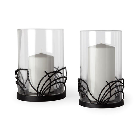 Cutlass I Set of Two Black Metal Base Table Candle Holders from Mercana - Luna Furniture