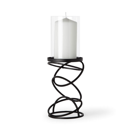Omega I Small Black Metal Stacked Ring Table Candle Holder from Mercana - Luna Furniture