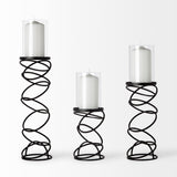 Omega I Small Black Metal Stacked Ring Table Candle Holder from Mercana - Luna Furniture