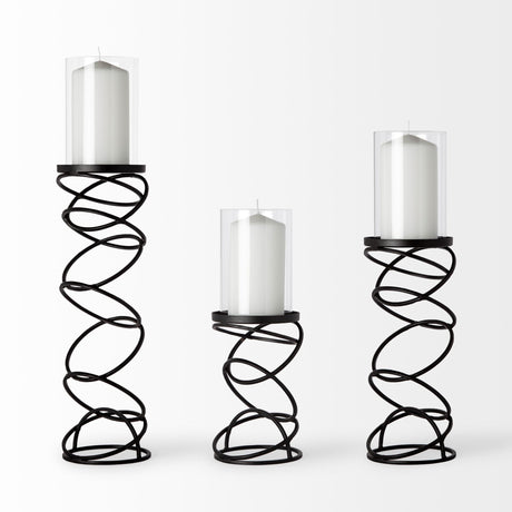 Omega II Medium Black Metal Stacked Ring Table Candle Holder from Mercana - Luna Furniture