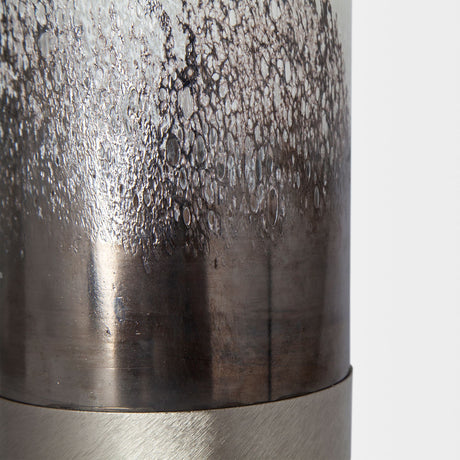 Baltic I Tall White Brushed Silver Metal Bottom Glass Vase from Mercana - Luna Furniture