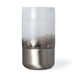 Baltic II Large White Brushed Silver Metal Bottom Glass Vase from Mercana - Luna Furniture
