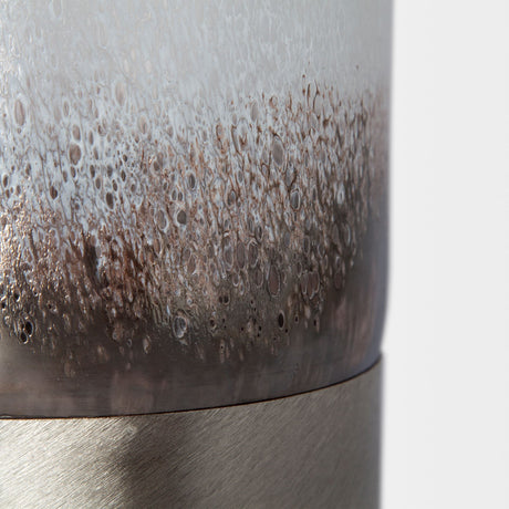 Baltic II Large White Brushed Silver Metal Bottom Glass Vase from Mercana - Luna Furniture
