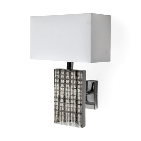 Arcadia II 11x17 Silver Chrome Base White Rectangular Shade Wall Sconce from Mercana - Luna Furniture