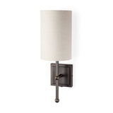 Bourgeois II 9x16 White Fabric Shade Brown Metal Base Wall Sconce from Mercana - Luna Furniture