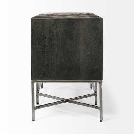 Hogarth I Dark Brown Solid Wood TV Stand Media Console with Storage, TV up to 81" from Mercana - Luna Furniture