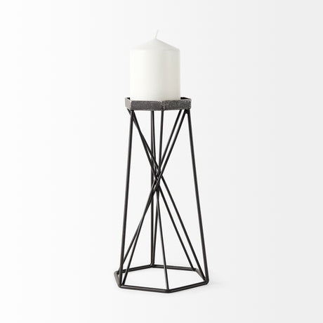 Sixx II Large Antiqued Metal Hexagonal Table Candle Holder from Mercana - Luna Furniture