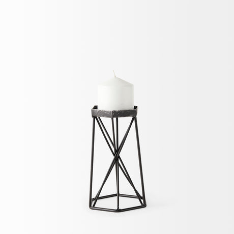 Sixx I Small Antiqued Metal Hexagonal Table Candle Holder from Mercana - Luna Furniture