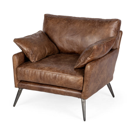 Cochrane I 33L x 33W x 32.25H Brown Leather Wrapped Chair from Mercana - Luna Furniture