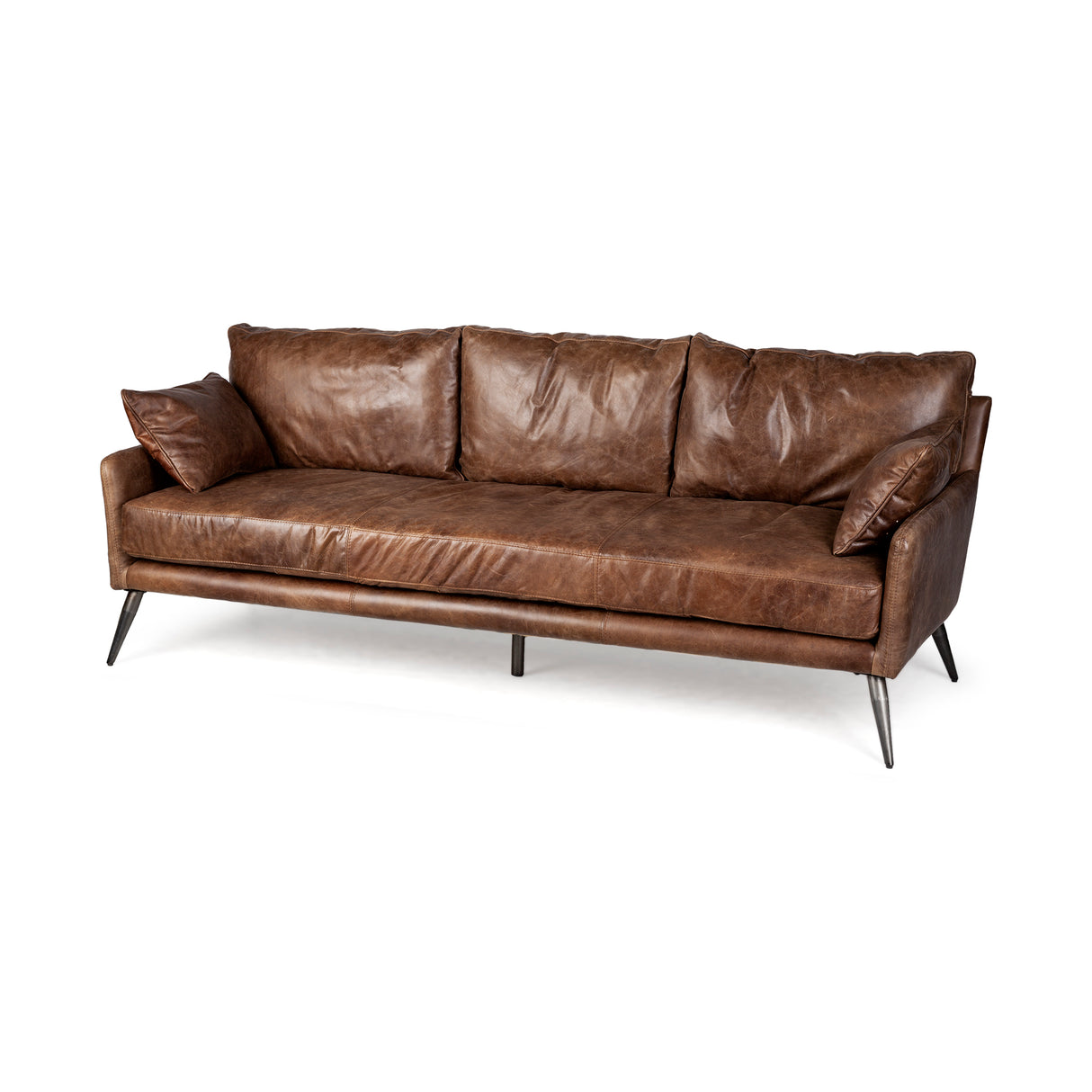 Cochrane II 82L x 33W x 32.25H Brown Leather Three Seater Sofa from Mercana - Luna Furniture