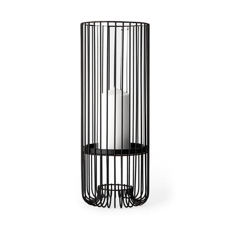 Velo II Large Black Metal Cylindrical Table Candle Holder from Mercana - Luna Furniture