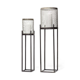 Steen Set of Two Black Meshed Metal Candle Holder Lanterns from Mercana - Luna Furniture