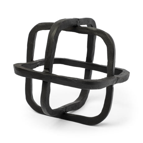 Willem I 9L x 9W Black Metal Open Cube Decor Object from Mercana - Luna Furniture