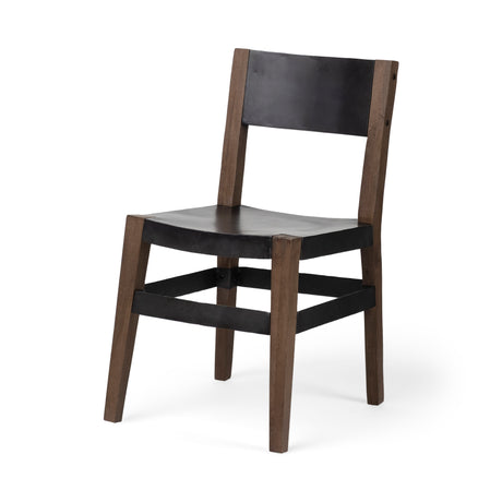 Nell I Black Iron Seat Solid Brown Wooden Base Dining Chair from Mercana - Luna Furniture