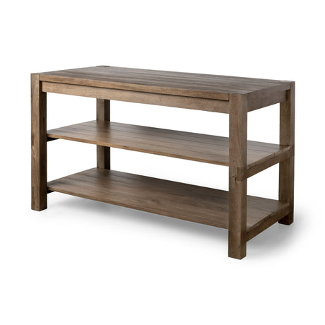 Emeril Brown Solid Wood Two-Tier Smooth Counter Top Kitchen Island from Mercana - Luna Furniture