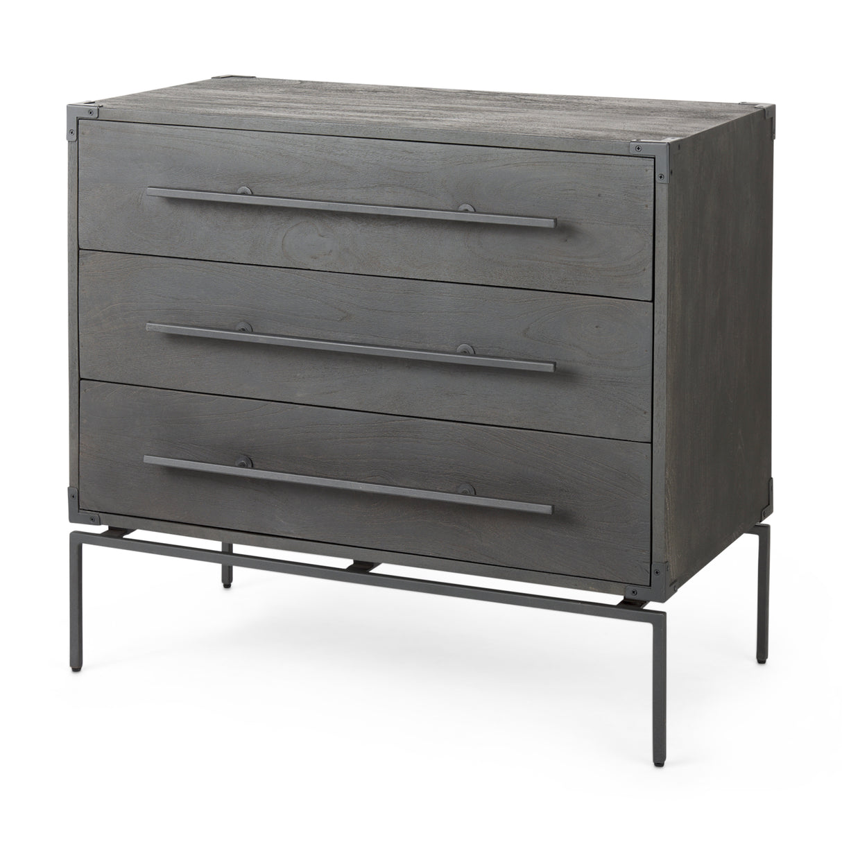 Ward 34L x 18W Brown Wood and Iron 3 Drawer Accent Cabinet from Mercana - Luna Furniture