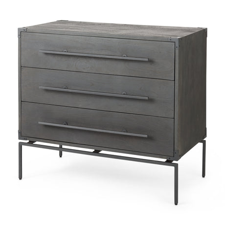 Ward 34L x 18W Brown Wood and Iron 3 Drawer Accent Cabinet from Mercana - Luna Furniture