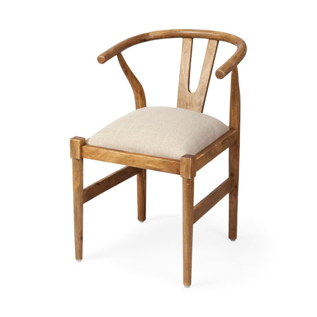 Trixie Cream Fabric Seat Brown Wood Frame Dining Chair from Mercana - Luna Furniture