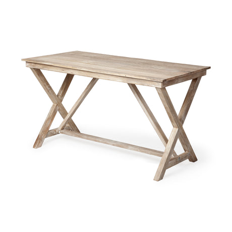 Tracy 54L x 28W Natural X Frame Wood Office Desk from Mercana - Luna Furniture