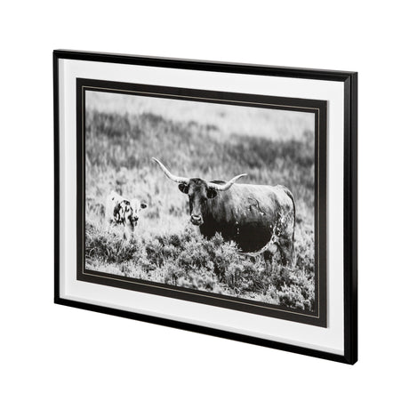 B&W Longhorn II by Tyler Stockton a Framed Photo Art Print Matted under Glass from Mercana - Luna Furniture