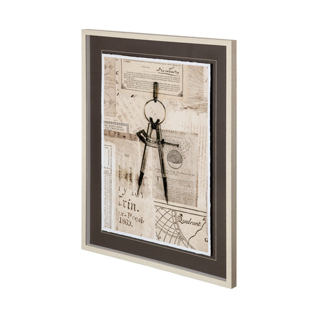 Academic Drafters Compass by Brenn Harvey Hand Embellished Framed Art Print Matted under Glass from Mercana - Luna Furniture