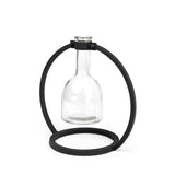 Monica I Short Black Metal Glass Bottle Vase from Mercana - Luna Furniture