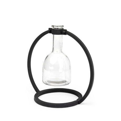 Monica I Short Black Metal Glass Bottle Vase from Mercana - Luna Furniture
