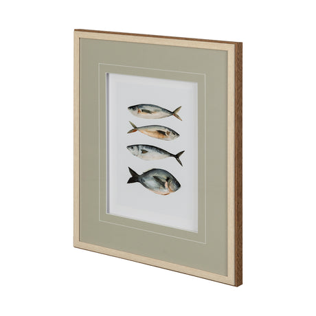 Four Fish I by Emma Scarvey a Hand Embellished Textured Framed Art Print Matted under Glass from Mercana - Luna Furniture