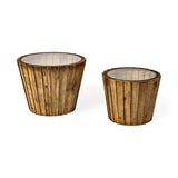 John Paul (Set of 2) 25L x 25W Brown Wood W/ Glass Accent Tables from Mercana - Luna Furniture