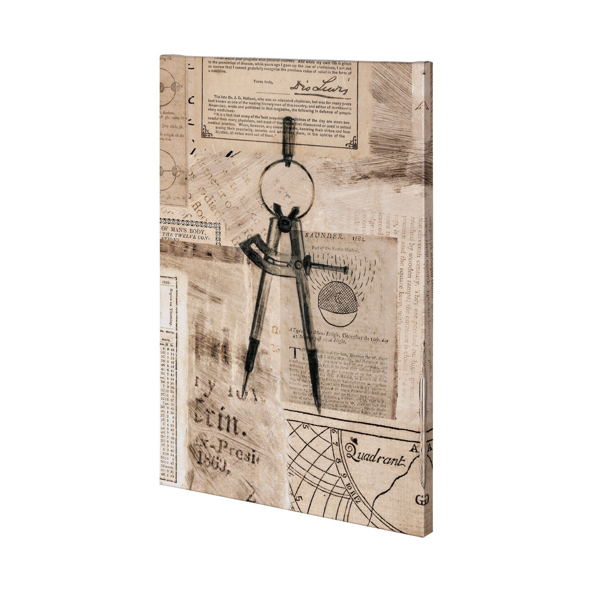 Academic Drafters Compass Illustration by Mercana Studio a Hand Embellished Textured Canvas from Mercana - Luna Furniture