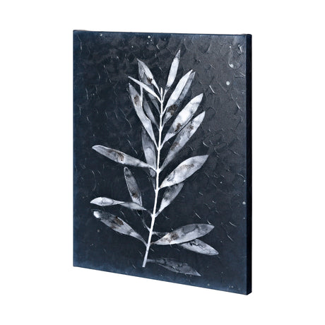 Midnight Leaves I by Megan Meagher a Hand Embellished Textured Canvas from Mercana - Luna Furniture