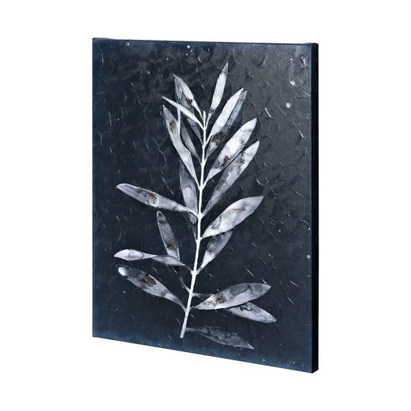 Midnight Leaves I by Megan Meagher a Hand Embellished Textured Canvas