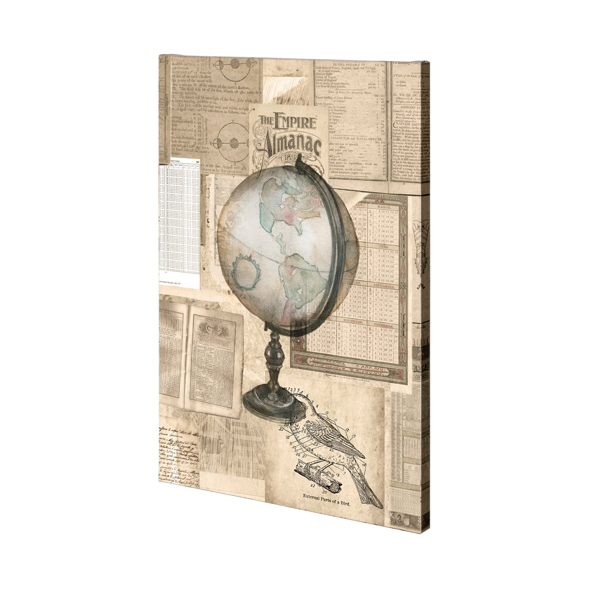 Academic Globe Illustration by Mercana Studio a Hand Embellished Textured Canvas from Mercana - Luna Furniture