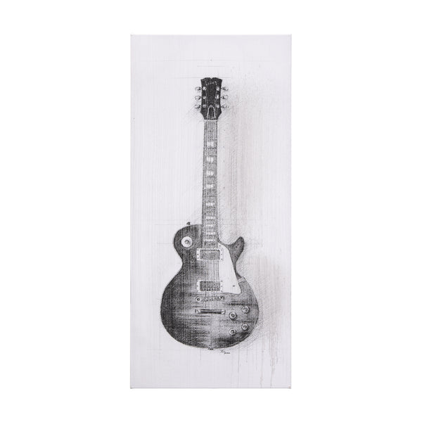 Guitar III by Mercana Studio a Hand Embellished Textured Canvas