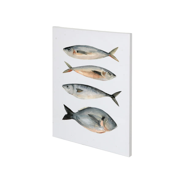 Four Fish I by Emma Scarvey a Hand Embellished Textured Canvas