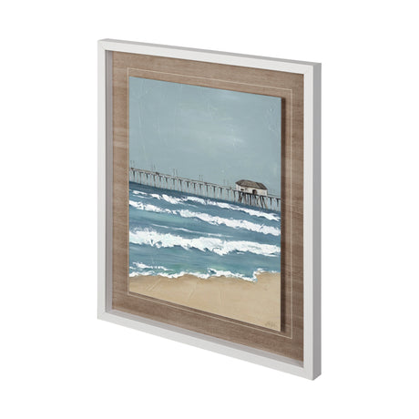 Fishing Pier II by Jade Reynolds a Hand Embellished Textured Framed Art Print Matted under Glass from Mercana - Luna Furniture