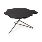 Pinera 37"x33" Black Slate With Iron Base Coffee Table from Mercana - Luna Furniture