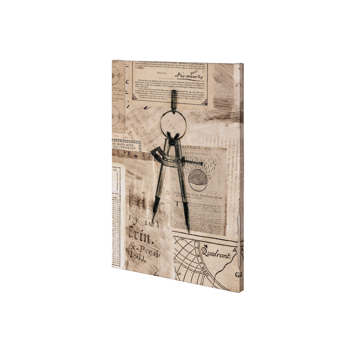 Academic Drafters Compass Illustration by Mercana Studio a Hand Embellished Textured Canvas from Mercana - Luna Furniture
