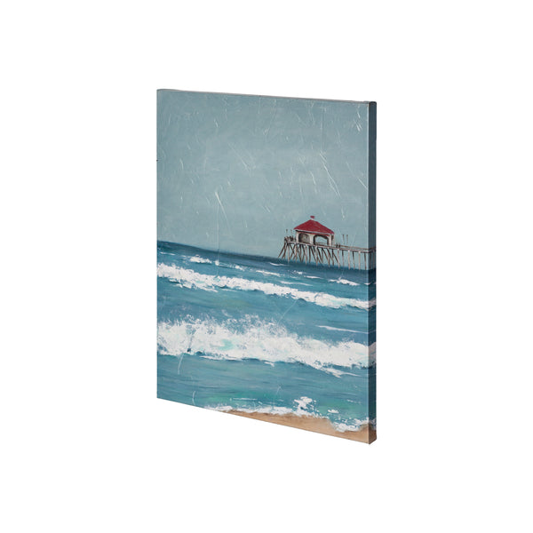Fishing Pier I by Jade Reynolds a Hand Embellished Textured Canvas