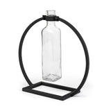Monica II Tall Black Metal Glass Bottle Vase from Mercana - Luna Furniture