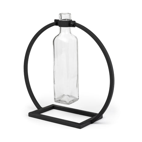 Monica II Tall Black Metal Glass Bottle Vase from Mercana - Luna Furniture