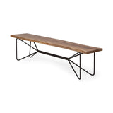 Papillion III 66x18 Natural Solid Wood and Iron Dining Bench from Mercana - Luna Furniture