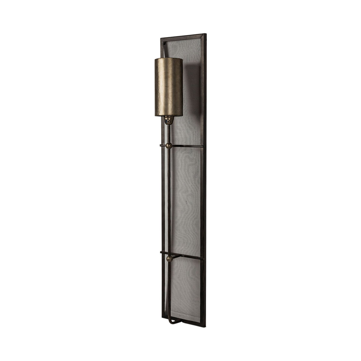 Newcomb 7x53.5 Gold/Black Metal Meshed Rectangular Wall Sconce from Mercana - Luna Furniture