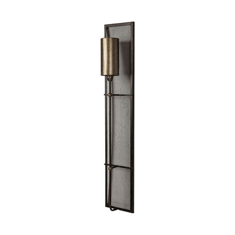 Newcomb 7x53.5 Gold/Black Metal Meshed Rectangular Wall Sconce from Mercana - Luna Furniture