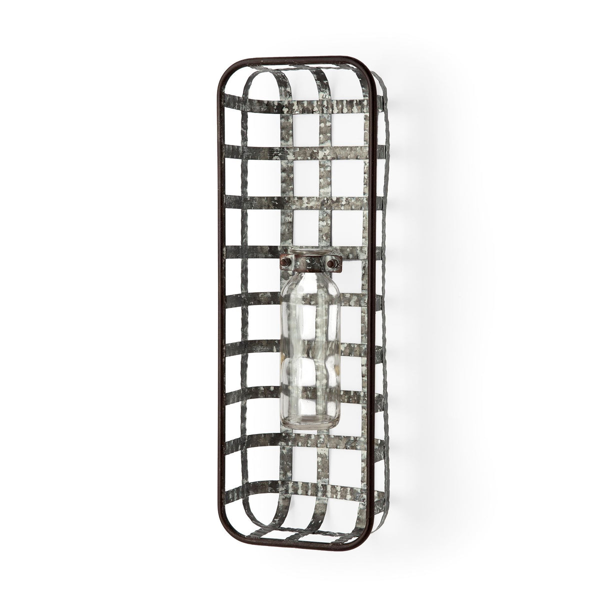 Margaret Wall Mounted Basket w Glass Bottle for Botanicals or Floral from Mercana - Luna Furniture
